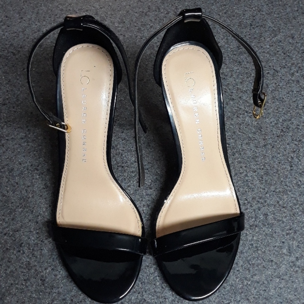 Black patent leather heels